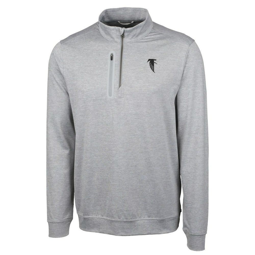 Atlanta Falcons Cutter & Buck Stealth Heathered Big & Tall Throwback Logo Quarter-Zip Pullover Top Gray | NFL