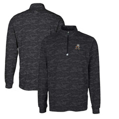 Cleveland Browns Cutter & Buck Throwback Logo Big & Tall Traverse Camo Print Stretch Quarter-Zip Pullover Top Black | NFL