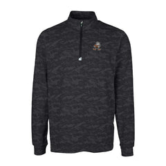 Cleveland Browns Cutter & Buck Throwback Logo Big & Tall Traverse Camo Print Stretch Quarter-Zip Pullover Top Black | NFL