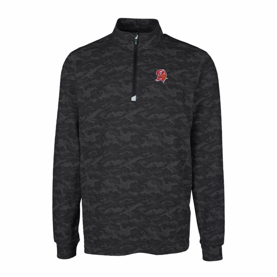 Tampa Bay Buccaneers Cutter & Buck Throwback Logo Big & Tall Traverse Camo Print Stretch Quarter-Zip Pullover Top Black | NFL