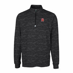 Tampa Bay Buccaneers Cutter & Buck Throwback Logo Big & Tall Traverse Camo Print Stretch Quarter-Zip Pullover Top Black | NFL