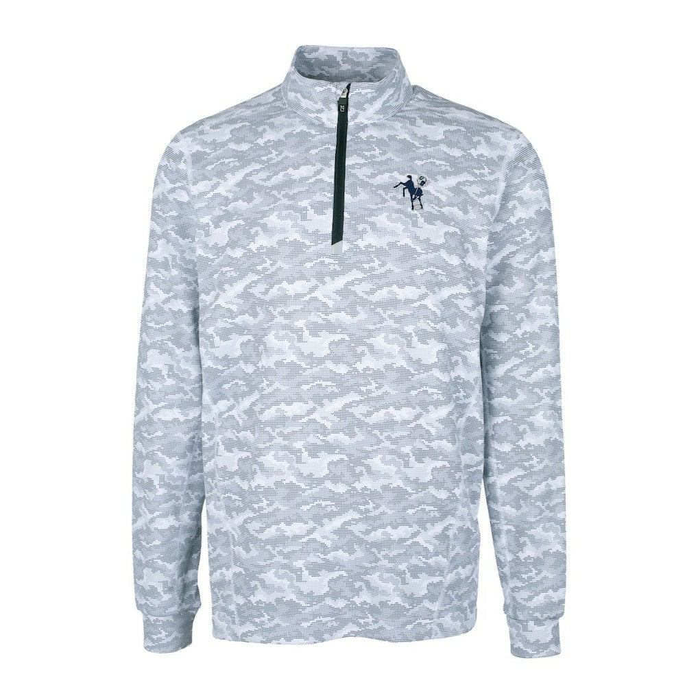 Indianapolis Colts Cutter & Buck Throwback Logo Big & Tall Traverse Camo Print Stretch Quarter-Zip Pullover Top Charcoal | NFL