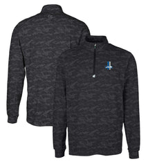 Detroit Lions Cutter & Buck Throwback Logo Big & Tall Traverse Camo Print Stretch Quarter-Zip Pullover Top Black | NFL