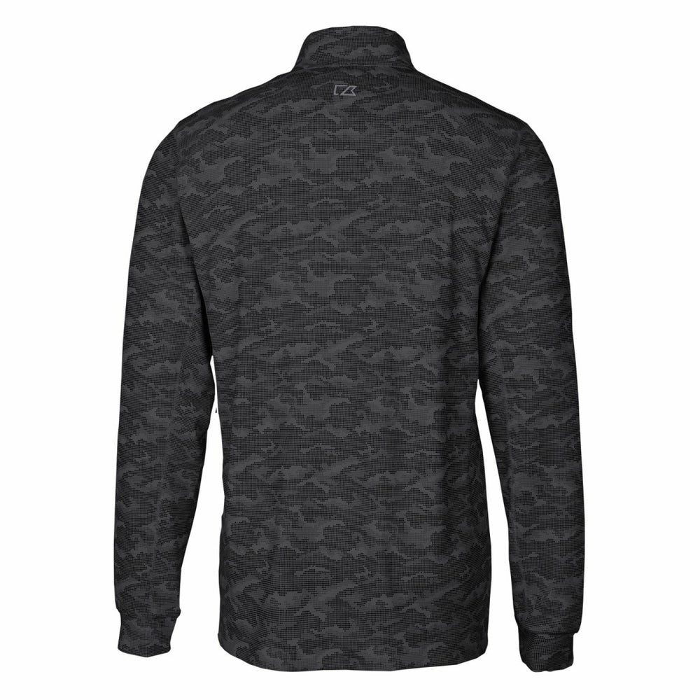 Detroit Lions Cutter & Buck Throwback Logo Big & Tall Traverse Camo Print Stretch Quarter-Zip Pullover Top Black | NFL