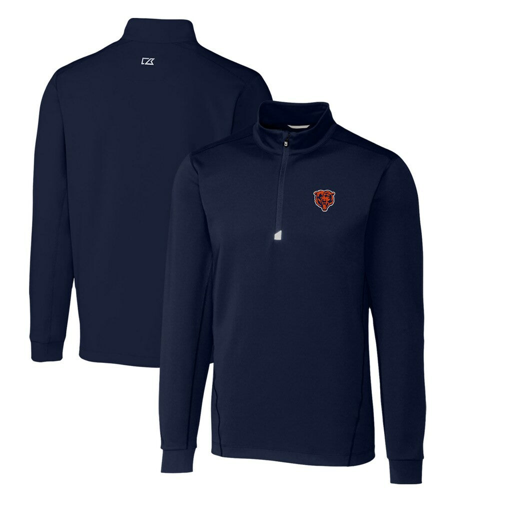 Chicago Bears Cutter & Buck Throwback Logo Traverse Stretch Quarter-Zip Big & Tall Pullover Top Navy | NFL