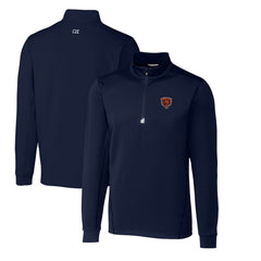 Chicago Bears Cutter & Buck Throwback Logo Traverse Stretch Quarter-Zip Big & Tall Pullover Top Navy | NFL