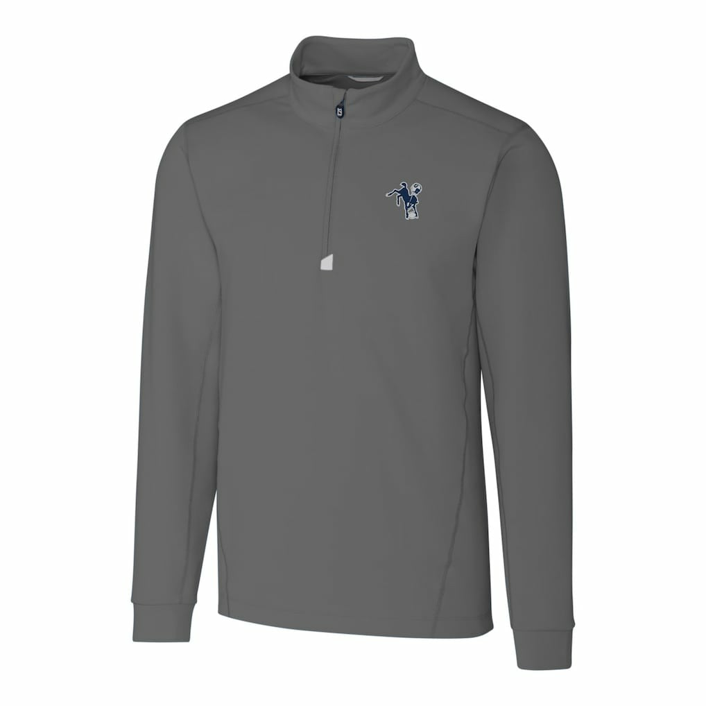 Indianapolis Colts Cutter & Buck Throwback Logo Traverse Stretch Quarter-Zip Big & Tall Pullover Top Steel | NFL