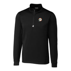 Miami Dolphins Cutter & Buck Throwback Logo Traverse Stretch Quarter-Zip Big & Tall Pullover Top Black | NFL