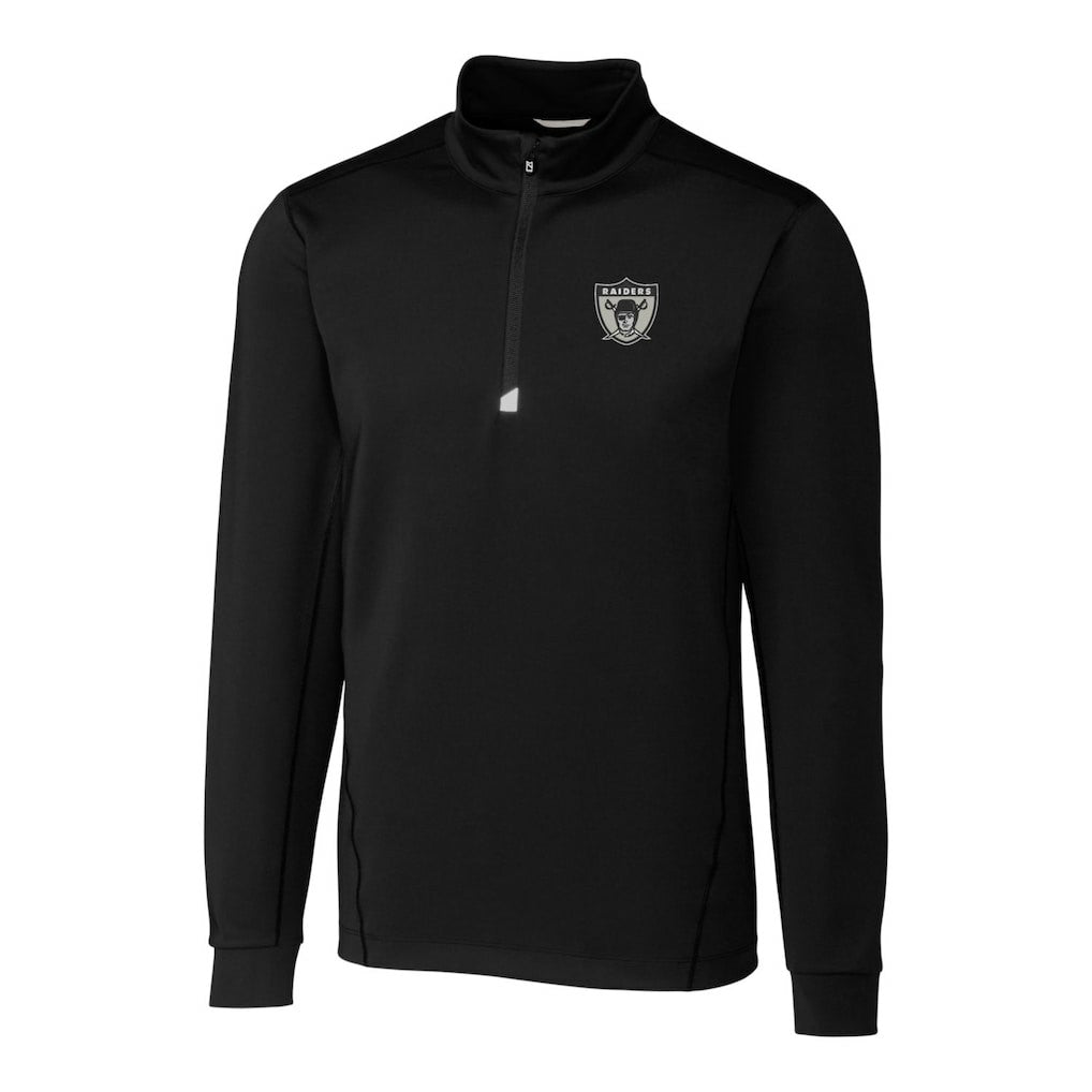 Las Vegas Raiders Cutter & Buck Throwback Logo Traverse Stretch Quarter-Zip Big & Tall Pullover Top Black | NFL