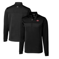 San Francisco 49ers Cutter & Buck Throwback Logo Traverse Stripe Stretch Quarter-Zip Big & Tall Pullover Top Black | NFL