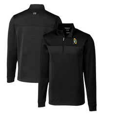 Green Bay Packers Cutter & Buck Throwback Logo Traverse Stripe Stretch Quarter-Zip Big & Tall Pullover Top Black | NFL