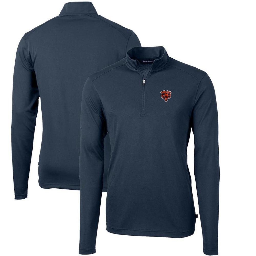 Chicago Bears Cutter & Buck Throwback Logo Virtue Eco Pique Recycled Quarter-Zip Big & Tall Pullover Top Navy | NFL