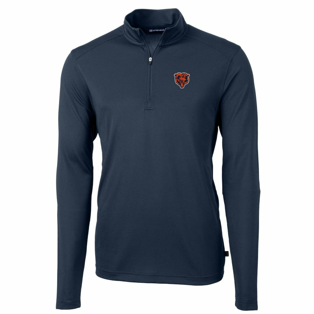 Chicago Bears Cutter & Buck Throwback Logo Virtue Eco Pique Recycled Quarter-Zip Big & Tall Pullover Top Navy | NFL