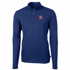Denver Broncos Cutter & Buck Throwback Logo Virtue Eco Pique Recycled Quarter-Zip Big & Tall Pullover Top Royal | NFL