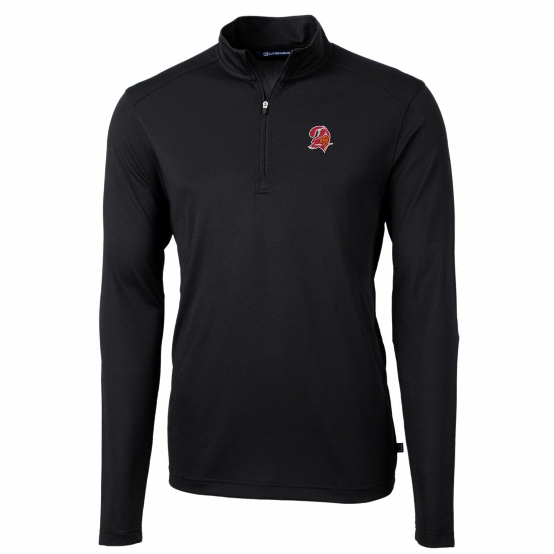 Tampa Bay Buccaneers Cutter & Buck Throwback Logo Virtue Eco Pique Recycled Quarter-Zip Big & Tall Pullover Top Black | NFL
