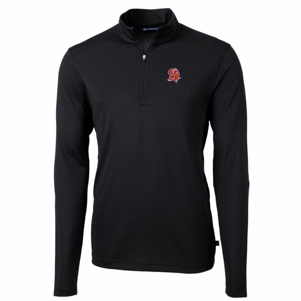 Tampa Bay Buccaneers Cutter & Buck Throwback Logo Virtue Eco Pique Recycled Quarter-Zip Big & Tall Pullover Top Black | NFL