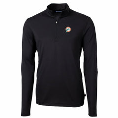 Miami Dolphins Cutter & Buck Throwback Logo Virtue Eco Pique Recycled Quarter-Zip Big & Tall Pullover Top Black | NFL