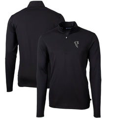 Atlanta Falcons Cutter & Buck Throwback Logo Virtue Eco Pique Recycled Quarter-Zip Big & Tall Pullover Top Black | NFL