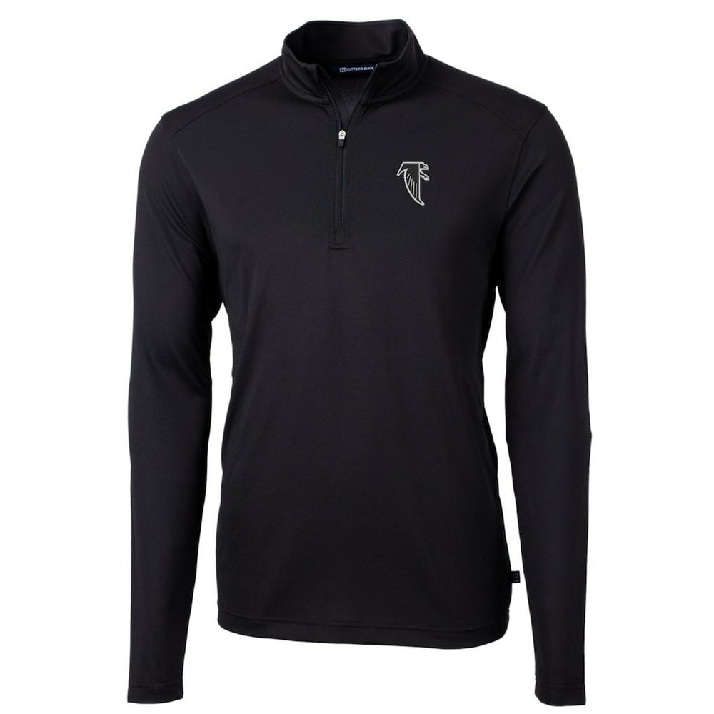 Atlanta Falcons Cutter & Buck Throwback Logo Virtue Eco Pique Recycled Quarter-Zip Big & Tall Pullover Top Black | NFL