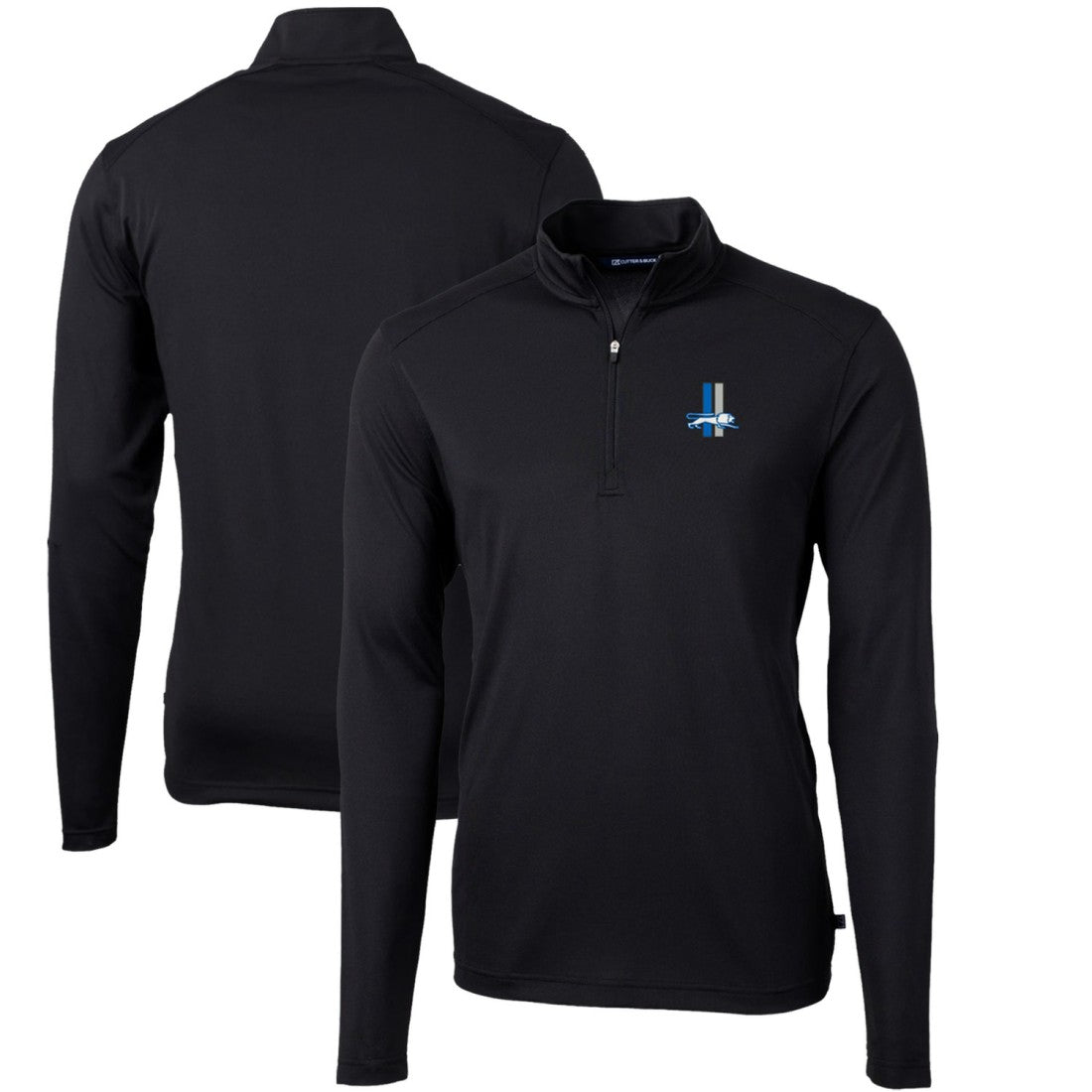 Detroit Lions Cutter & Buck Throwback Logo Virtue Eco Pique Recycled Quarter-Zip Big & Tall Pullover Top Black | NFL