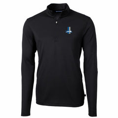 Detroit Lions Cutter & Buck Throwback Logo Virtue Eco Pique Recycled Quarter-Zip Big & Tall Pullover Top Black | NFL