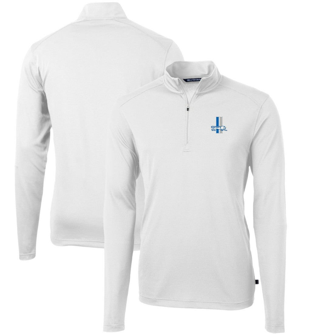 Detroit Lions Cutter & Buck Throwback Logo Virtue Eco Pique Recycled Quarter-Zip Big & Tall Pullover Top White | NFL