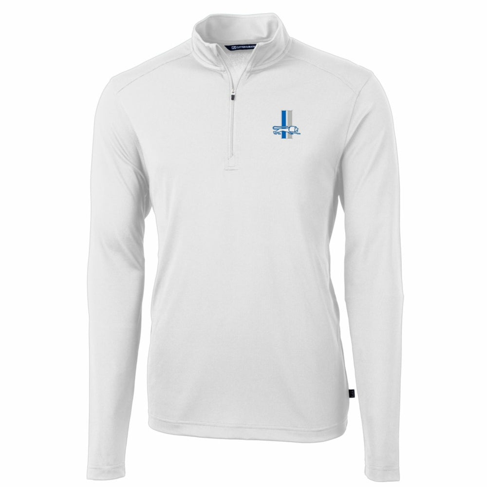 Detroit Lions Cutter & Buck Throwback Logo Virtue Eco Pique Recycled Quarter-Zip Big & Tall Pullover Top White | NFL