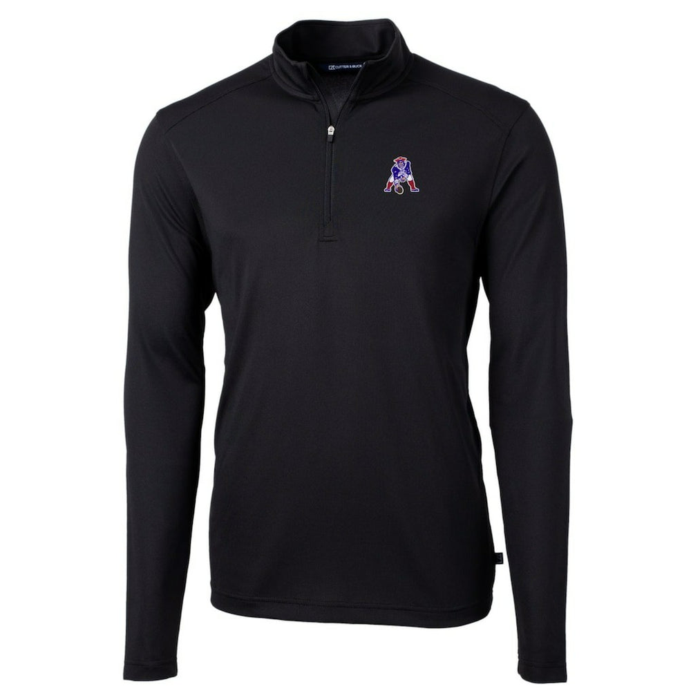 New England Patriots Cutter & Buck Throwback Logo Virtue Eco Pique Recycled Quarter-Zip Big & Tall Pullover Top Black | NFL