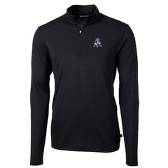 New England Patriots Cutter & Buck Throwback Logo Virtue Eco Pique Recycled Quarter-Zip Big & Tall Pullover Top Black | NFL