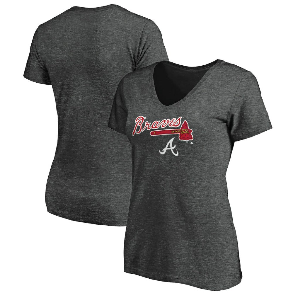 Atlanta Braves Women's Team Lockup V-Neck T-Shirt - MLB