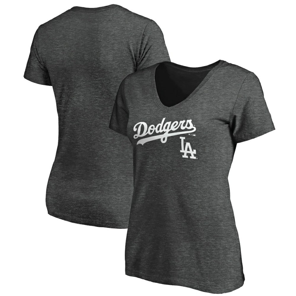 Los Angeles Dodgers Women's Team Lockup V-Neck T-Shirt - MLB