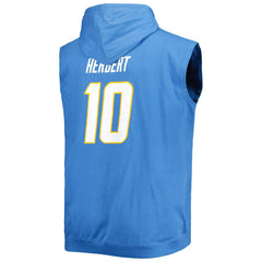 Justin Herbert Los Angeles Chargers Profile Big & Tall Muscle Pullover Hoodie Powder Blue | NFL