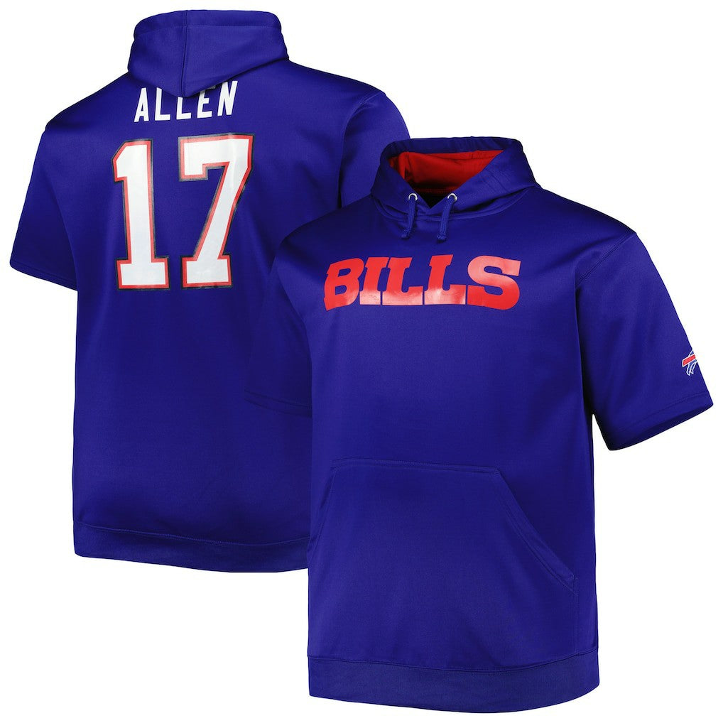 Josh Allen Buffalo Bills Big & Tall Short Sleeve Pullover Hoodie Royal | NFL