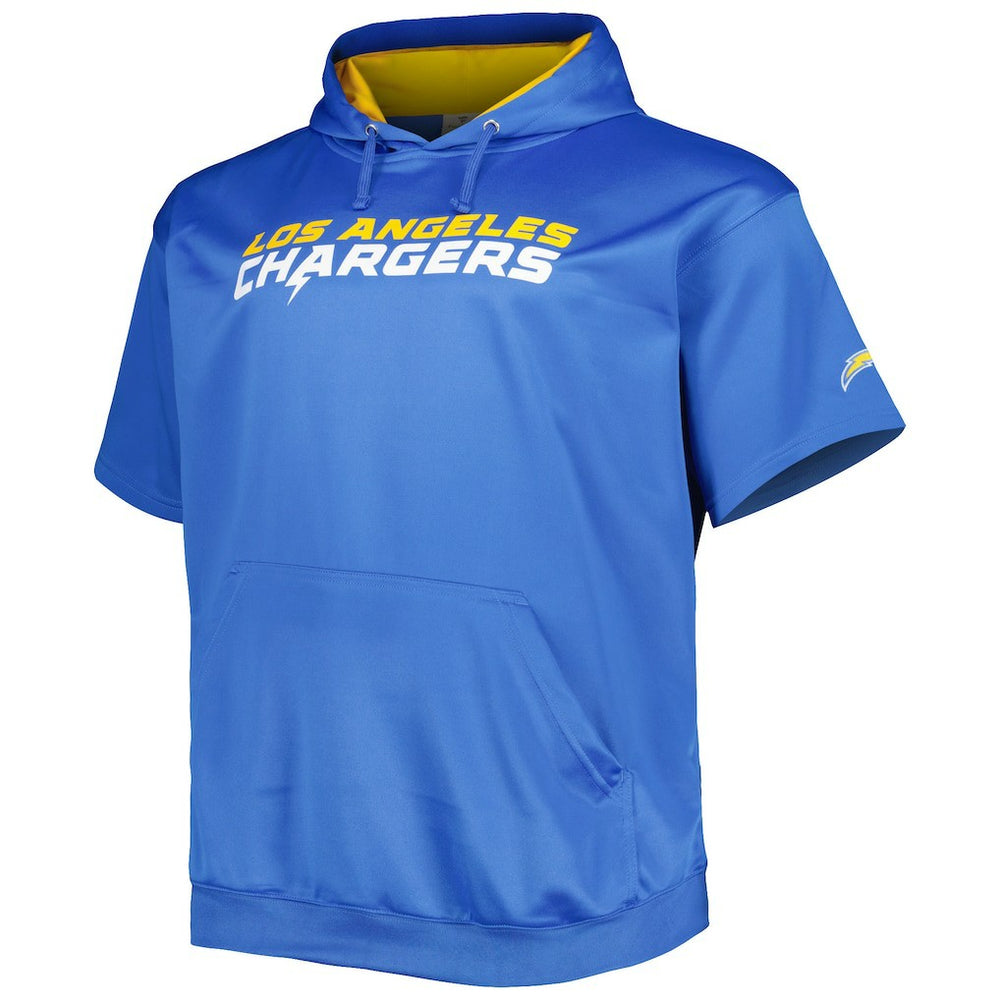Justin Herbert Los Angeles Chargers Big & Tall Short Sleeve Pullover Hoodie Powder Blue | NFL
