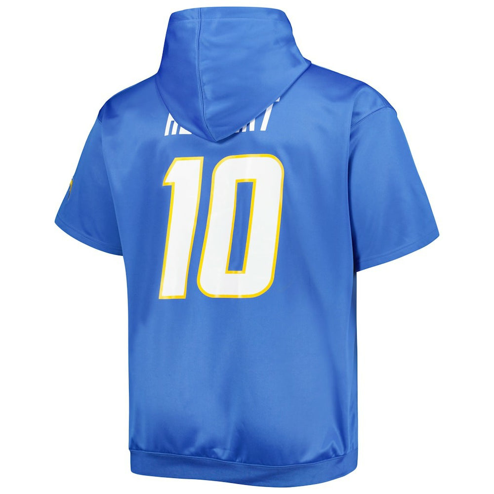 Justin Herbert Los Angeles Chargers Big & Tall Short Sleeve Pullover Hoodie Powder Blue | NFL