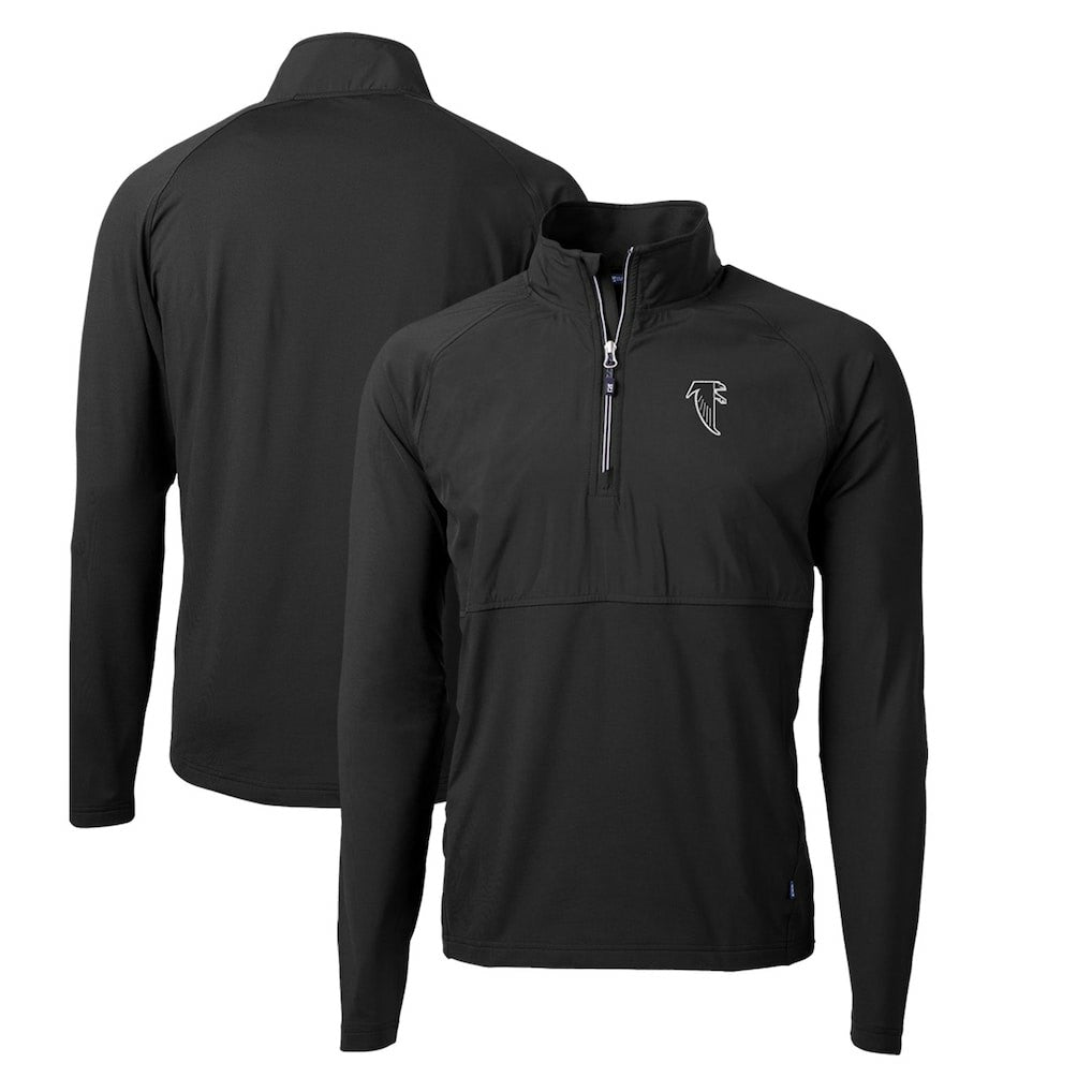 Atlanta Falcons Cutter & Buck Adapt Eco Knit Hybrid Recycled Quarter-Zip Throwback Pullover Top Black | NFL