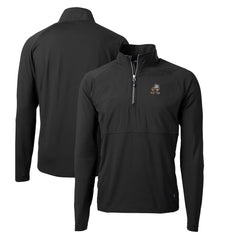 Cleveland Browns Cutter & Buck Adapt Eco Knit Hybrid Recycled Quarter-Zip Throwback Pullover Top Black | NFL
