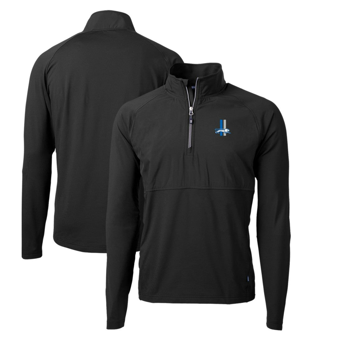 Detroit Lions Cutter & Buck Adapt Eco Knit Hybrid Recycled Quarter-Zip Throwback Pullover Top Black | NFL