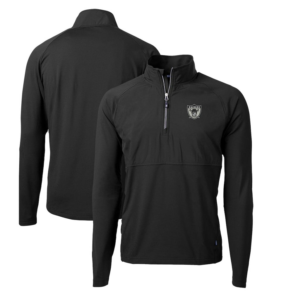 Las Vegas Raiders Cutter & Buck Adapt Eco Knit Hybrid Recycled Quarter-Zip Throwback Pullover Top Black | NFL
