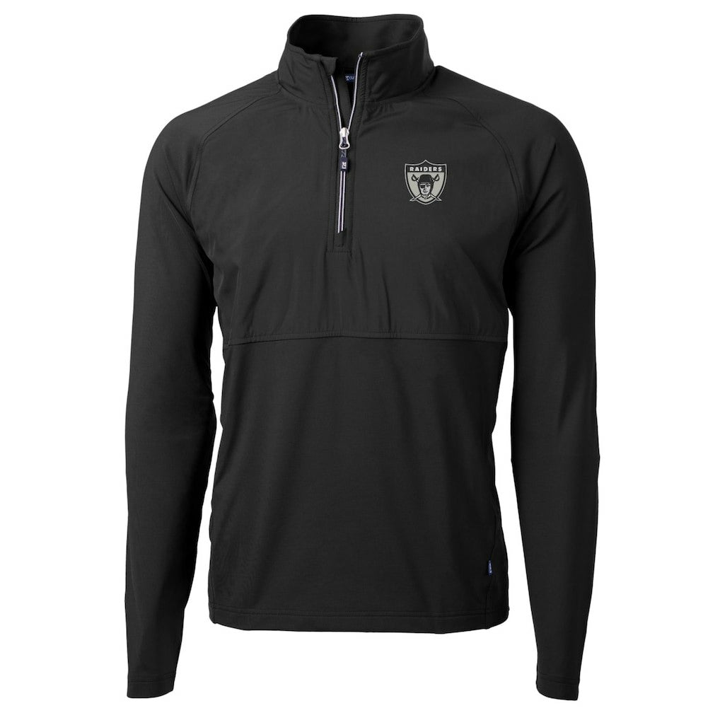 Las Vegas Raiders Cutter & Buck Adapt Eco Knit Hybrid Recycled Quarter-Zip Throwback Pullover Top Black | NFL