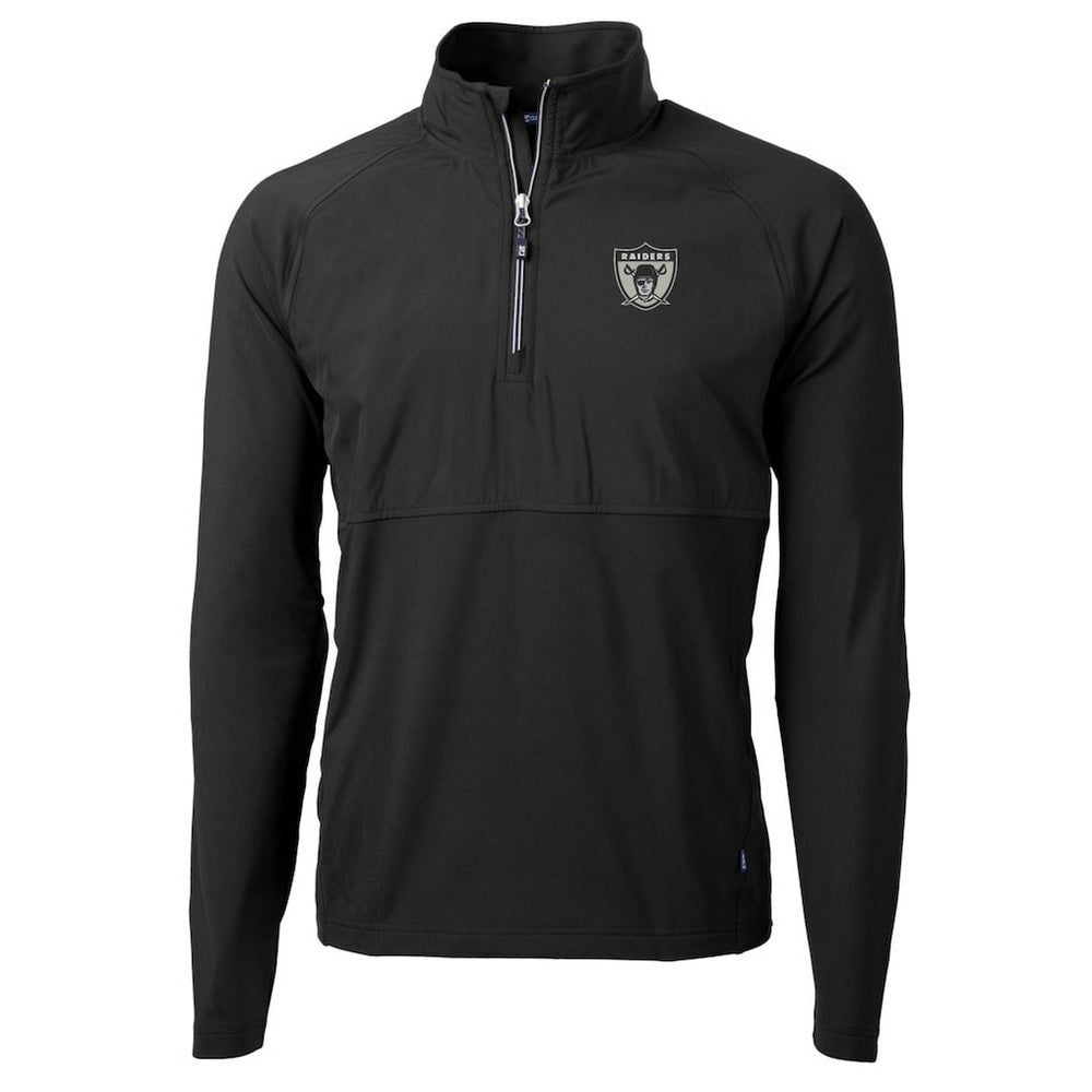 Las Vegas Raiders Cutter & Buck Adapt Eco Knit Hybrid Recycled Quarter-Zip Throwback Pullover Top Black | NFL