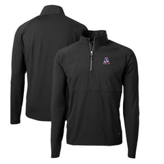 New England Patriots Cutter & Buck Adapt Eco Knit Hybrid Recycled Quarter-Zip Throwback Pullover Top Black | NFL