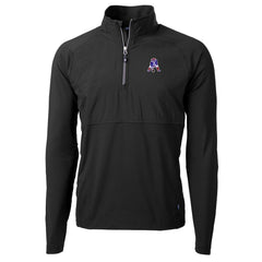 New England Patriots Cutter & Buck Adapt Eco Knit Hybrid Recycled Quarter-Zip Throwback Pullover Top Black | NFL