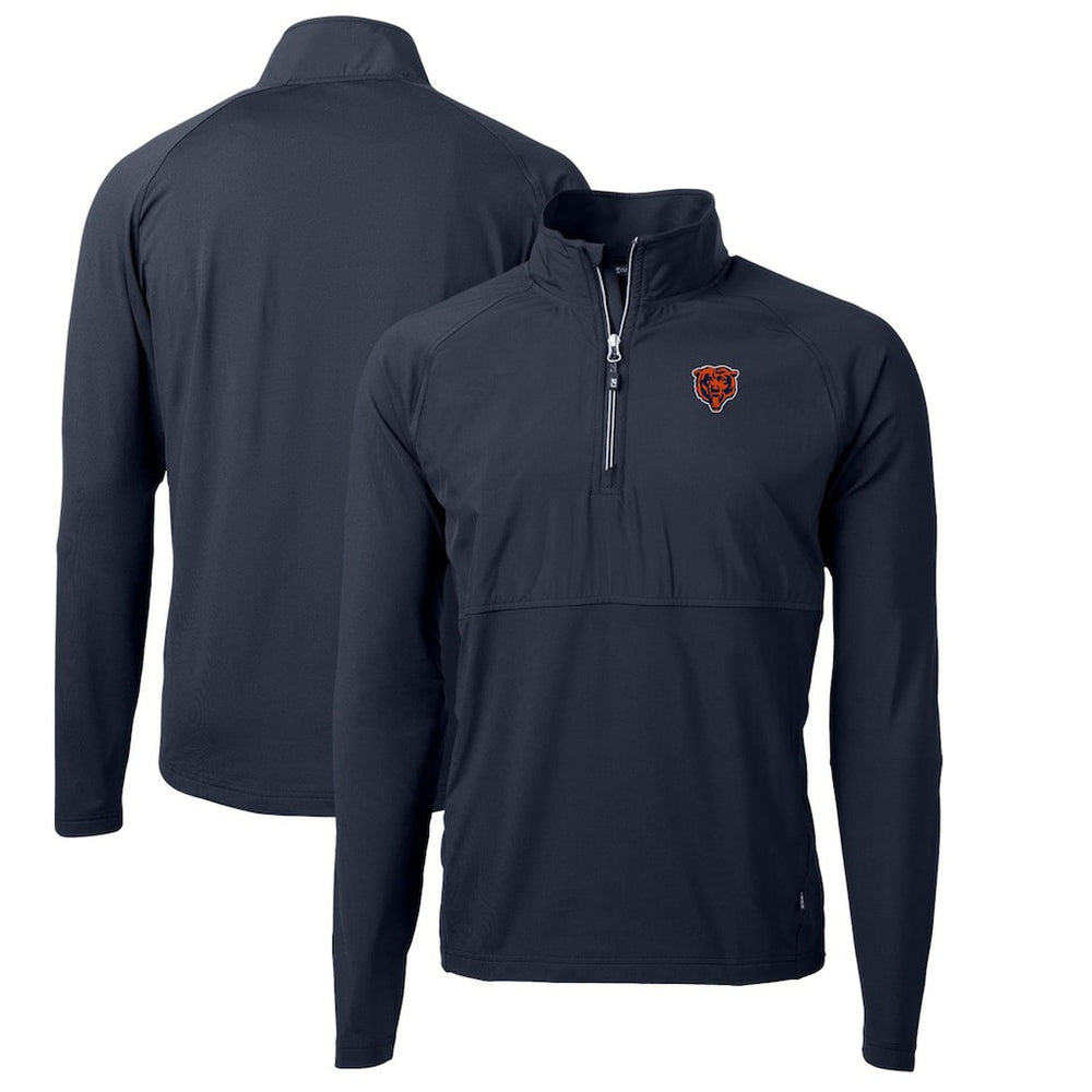 Chicago Bears Cutter & Buck Adapt Eco Knit Hybrid Recycled Quarter-Zip Throwback Pullover Top Navy | NFL