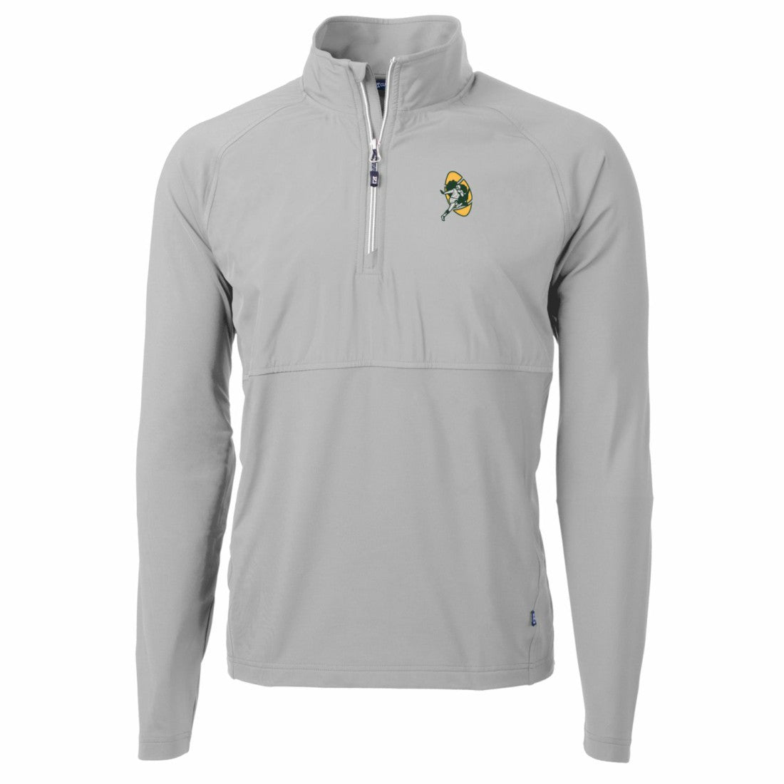 Green Bay Packers Cutter & Buck Adapt Eco Knit Hybrid Recycled Quarter-Zip Throwback Pullover Top Gray | NFL