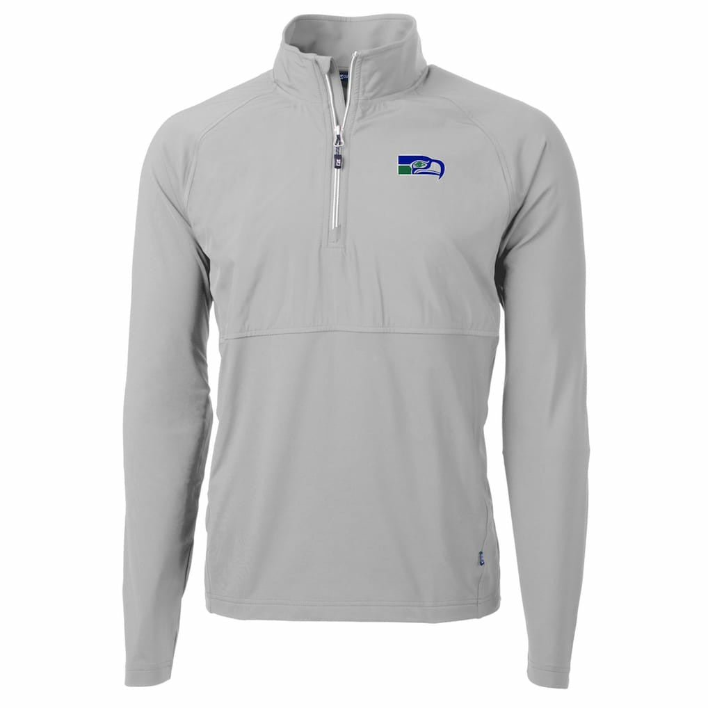 Seattle Seahawks Cutter & Buck Adapt Eco Knit Hybrid Recycled Quarter-Zip Throwback Pullover Top Gray | NFL