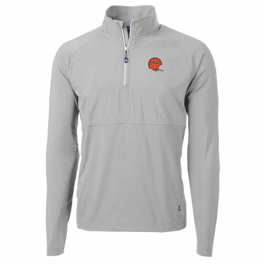 Cincinnati Bengals Cutter & Buck Adapt Eco Knit Hybrid Recycled Quarter-Zip Throwback Pullover Top Gray | NFL