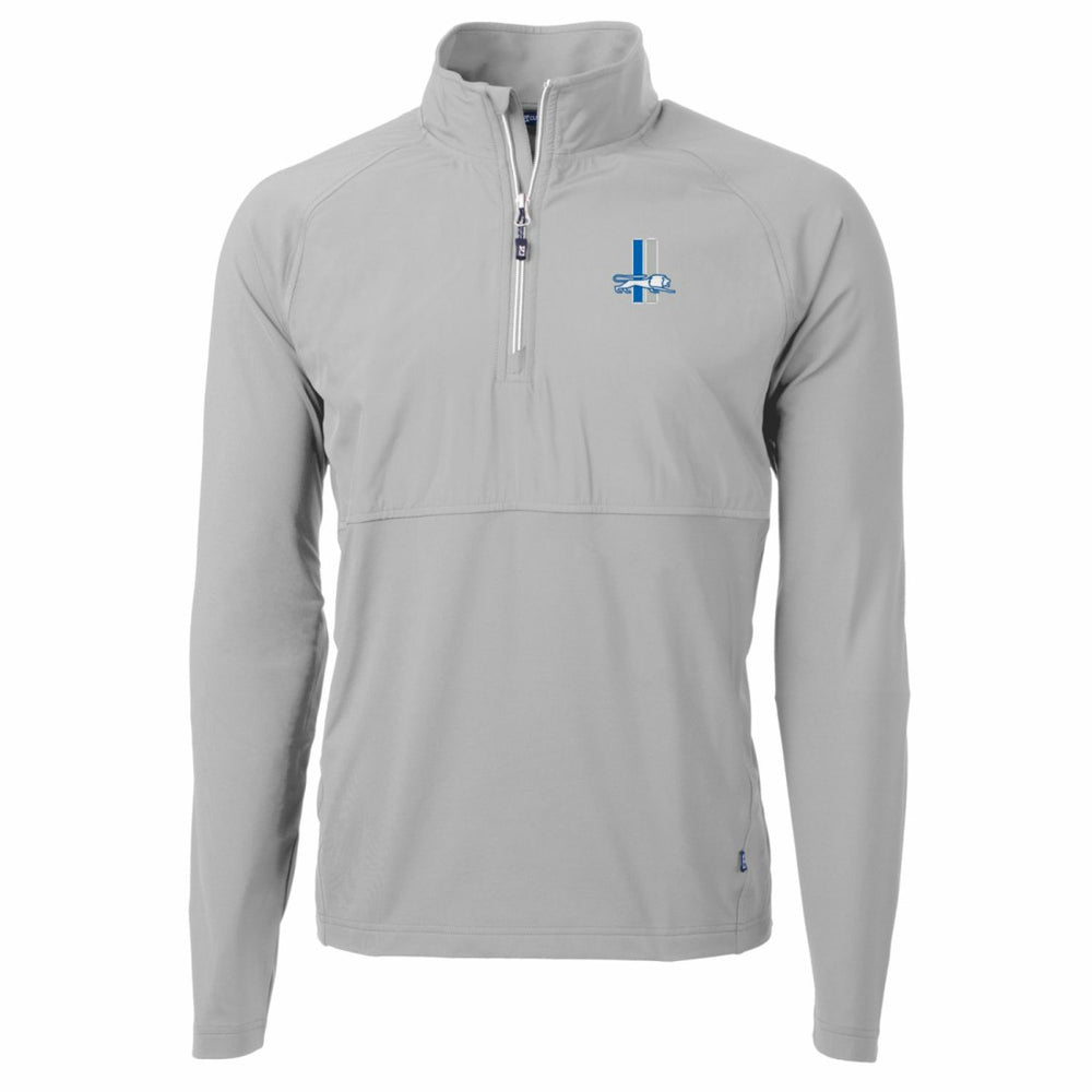 Detroit Lions Cutter & Buck Adapt Eco Knit Hybrid Recycled Quarter-Zip Throwback Pullover Top Gray | NFL