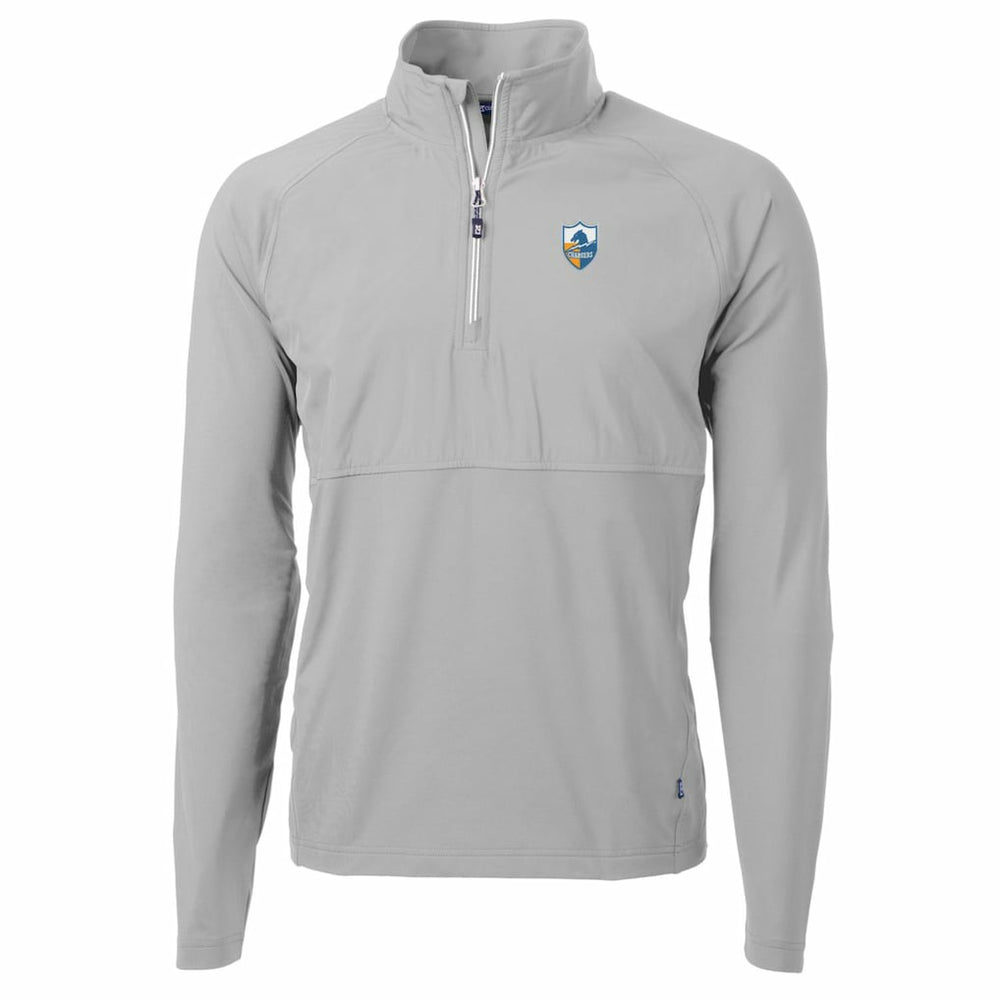 Los Angeles Chargers Cutter & Buck Adapt Eco Knit Hybrid Recycled Quarter-Zip Throwback Pullover Top Gray | NFL
