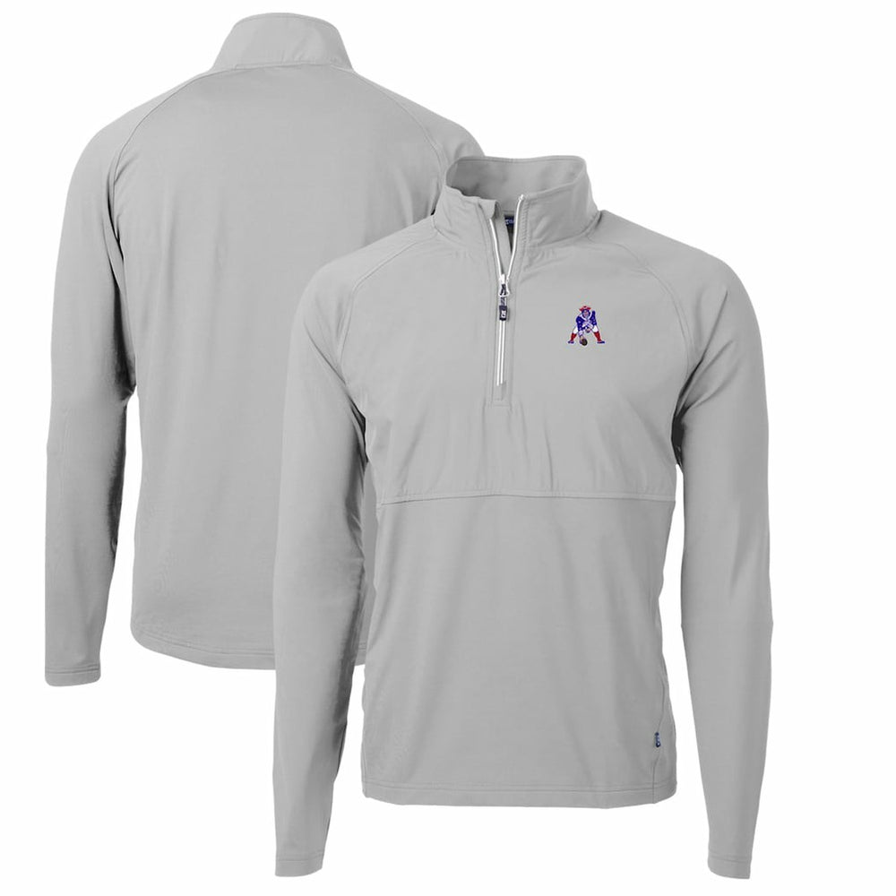 New England Patriots Cutter & Buck Adapt Eco Knit Hybrid Recycled Quarter-Zip Throwback Pullover Top Gray | NFL